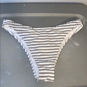 striped cheeky ruched back bikini bottoms